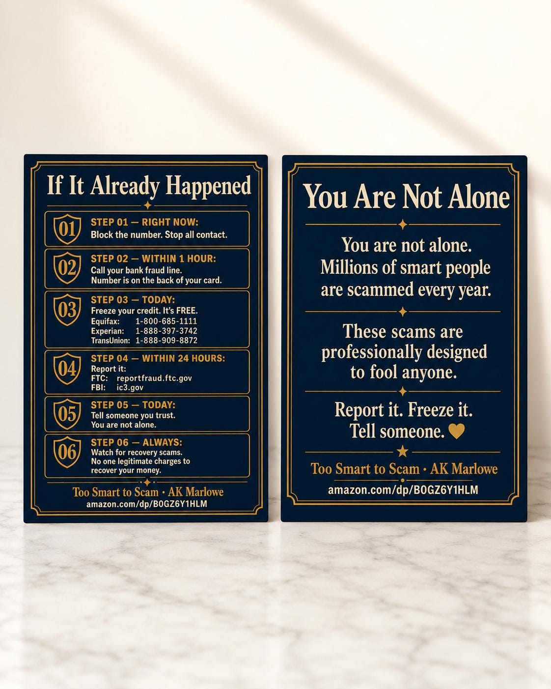 Senior Scam Emergency Response Card - if It Already Happened Step By Step - Elder Fraud Protection Reference Card