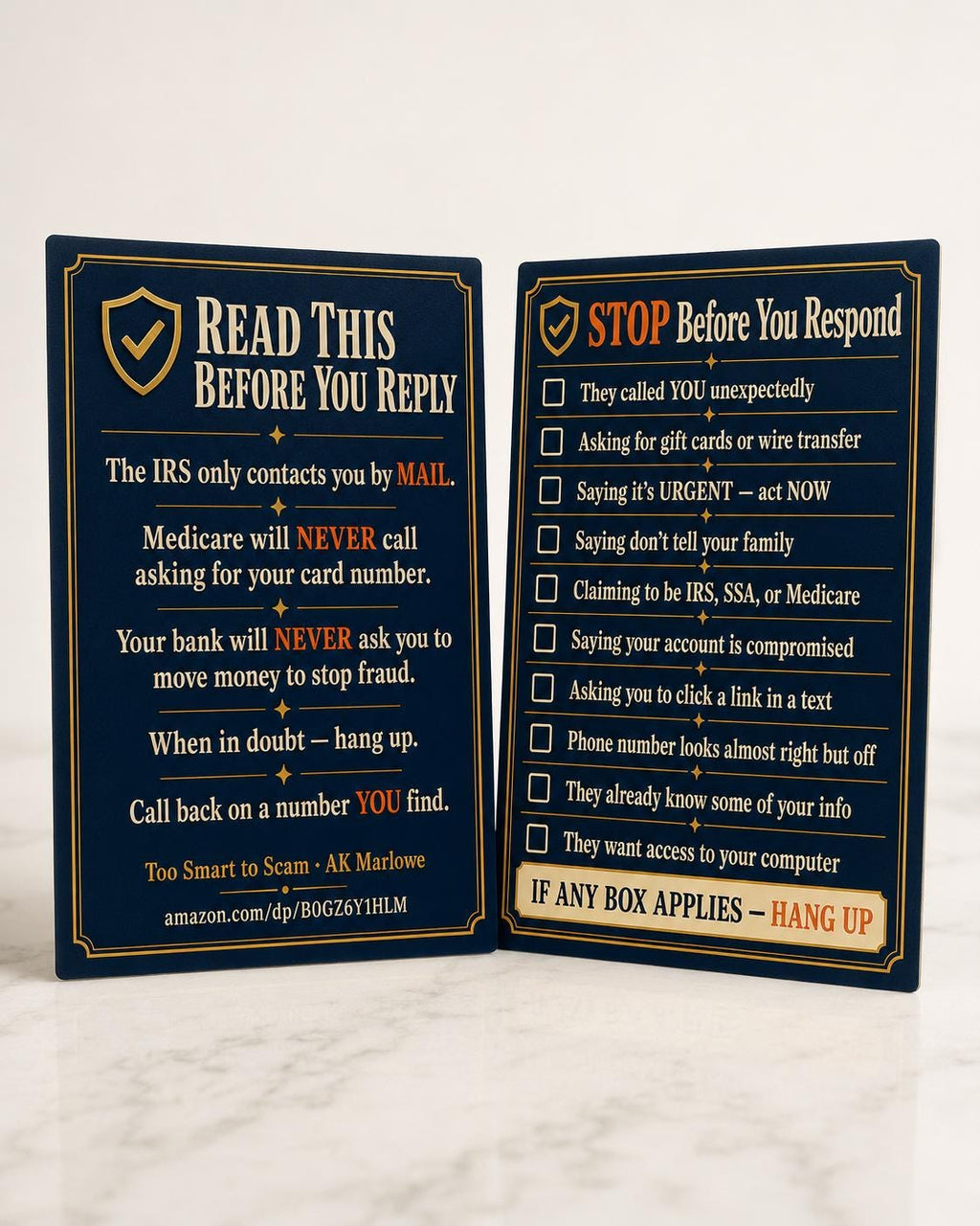 Senior Scam Alert Checklist Card - STOP Before You Respond - Phone Scam  Protection Reference Card for Seniors