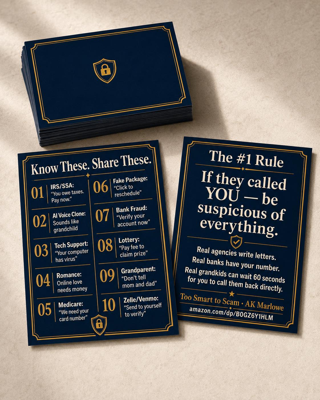 Senior Hang Up Script Card - Exactly What To Say To Phone Scammers - Elder Fraud Protection Reference Card