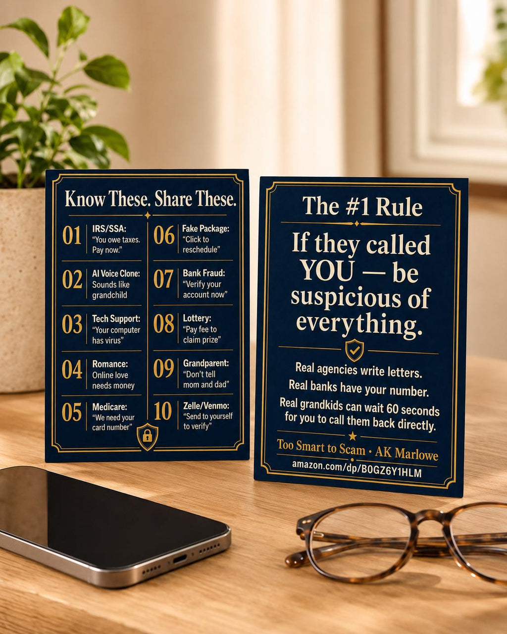 Senior Hang Up Script Card - Exactly What To Say To Phone Scammers - Elder Fraud Protection Reference Card